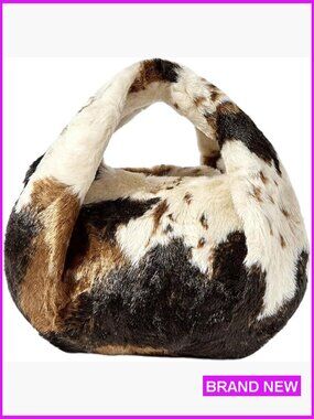 Western Cow Print Clutch Handbag Boho Furry Satchel Purse Top Handle